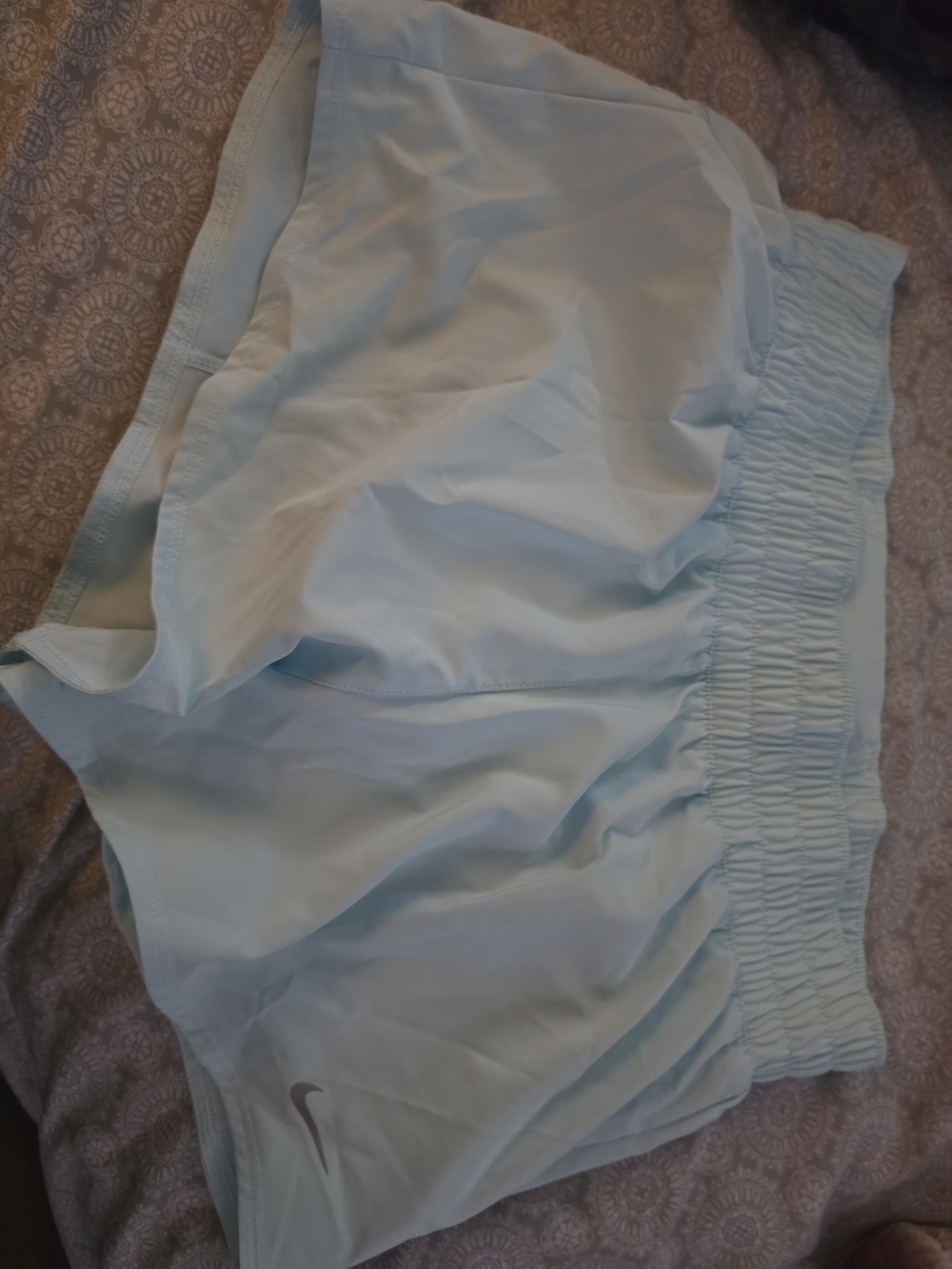 Nike Light Blue Women's Running Shorts with Elastic Waist
